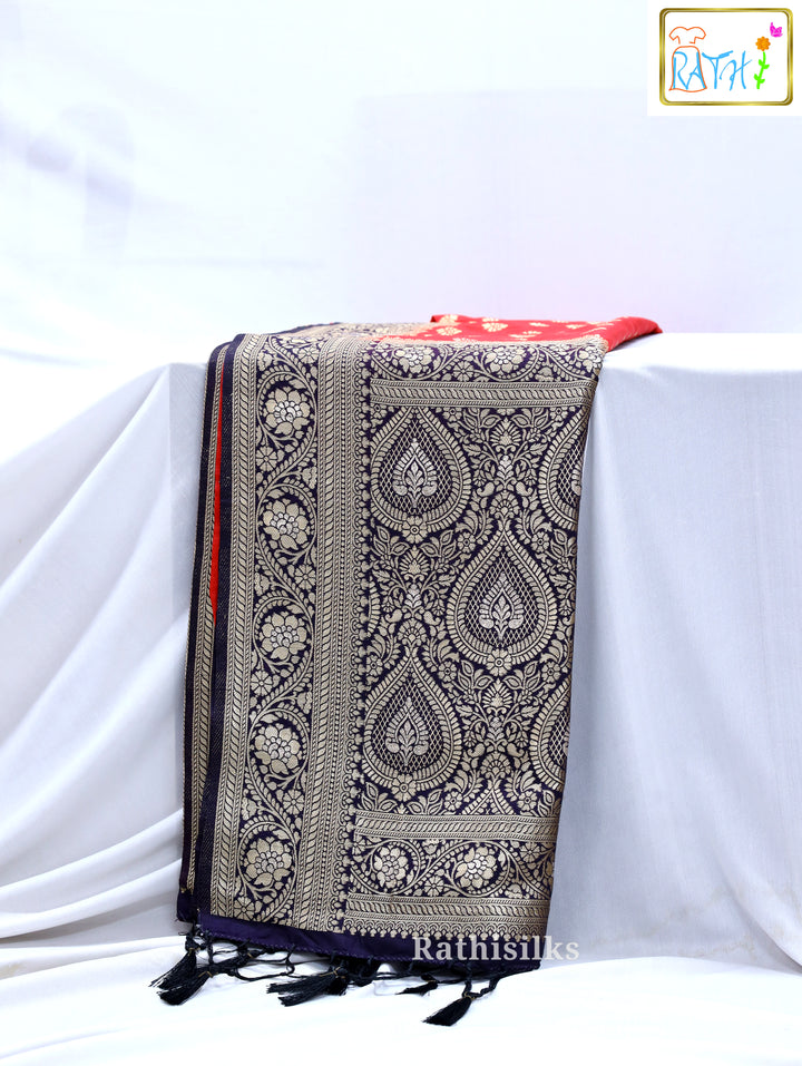 Festive Red and Gold Synthetic Saree