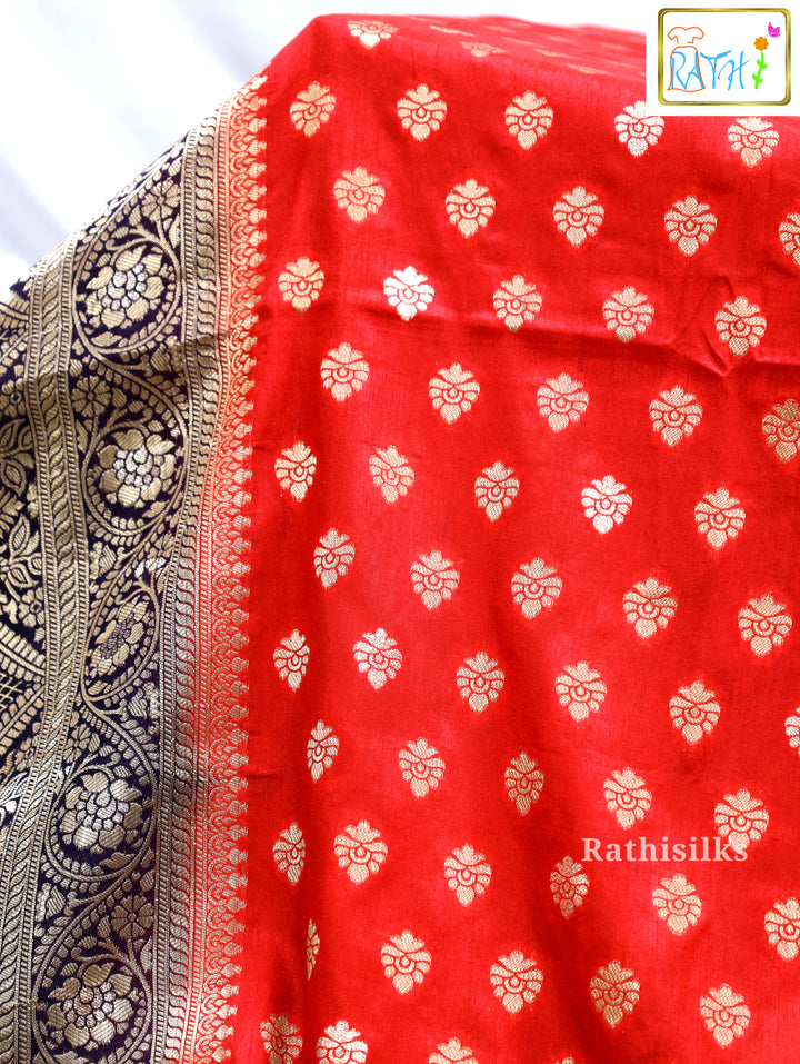 Festive Red and Gold Synthetic Saree