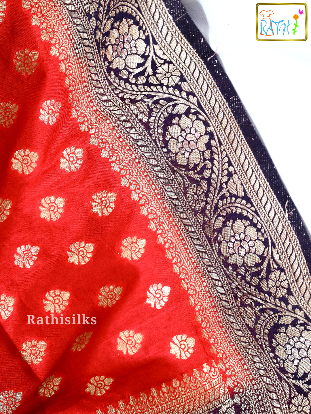 Festive Red and Gold Synthetic Saree