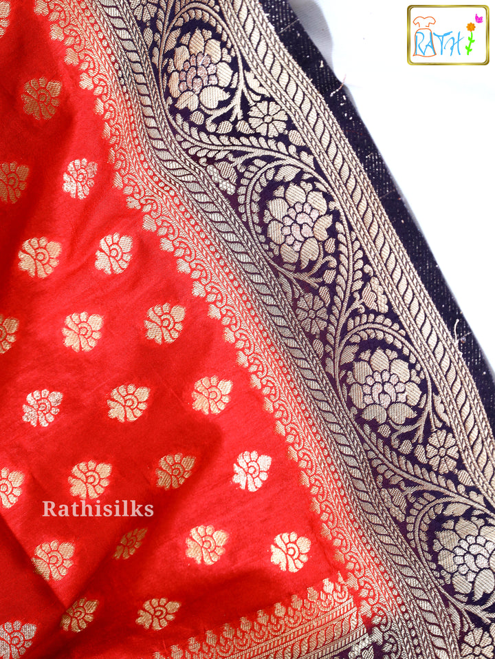 Festive Red and Gold Synthetic Saree