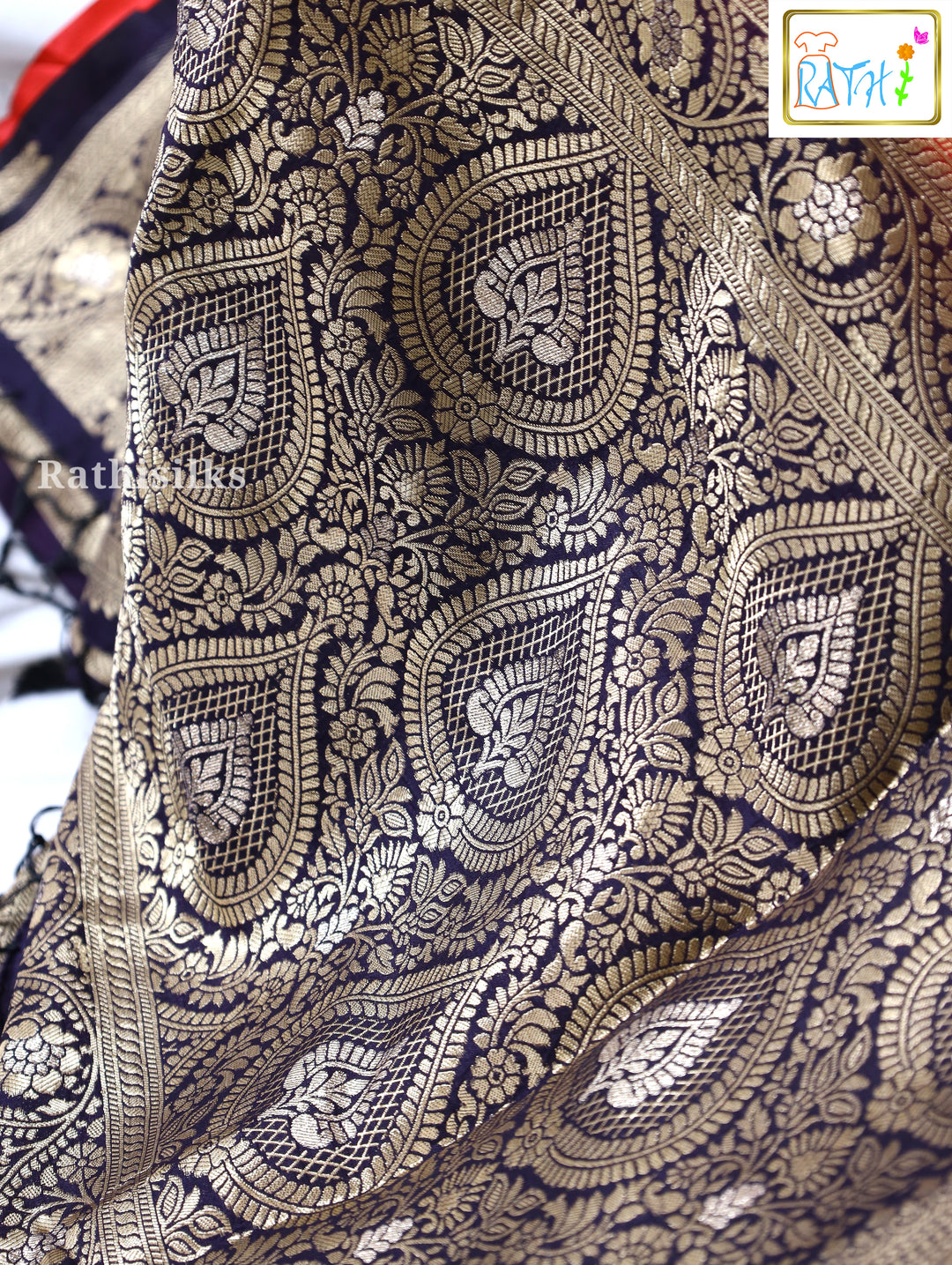 Festive Red and Gold Synthetic Saree