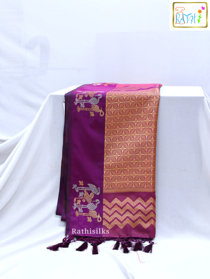 Orange Art Silk Saree