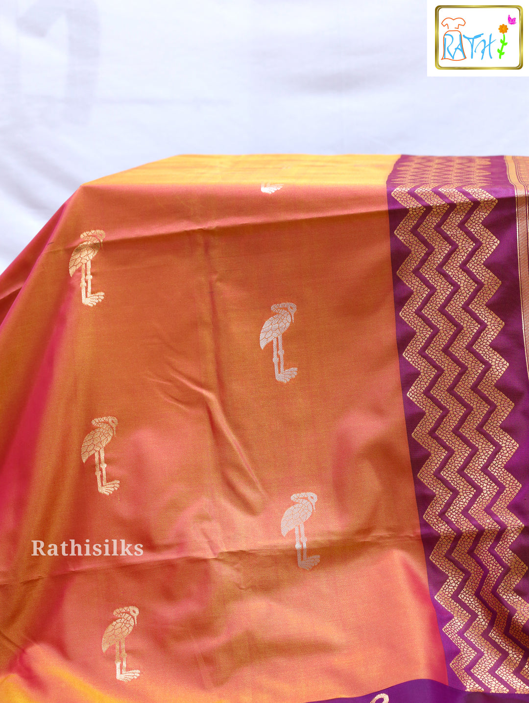 Orange Art Silk Saree
