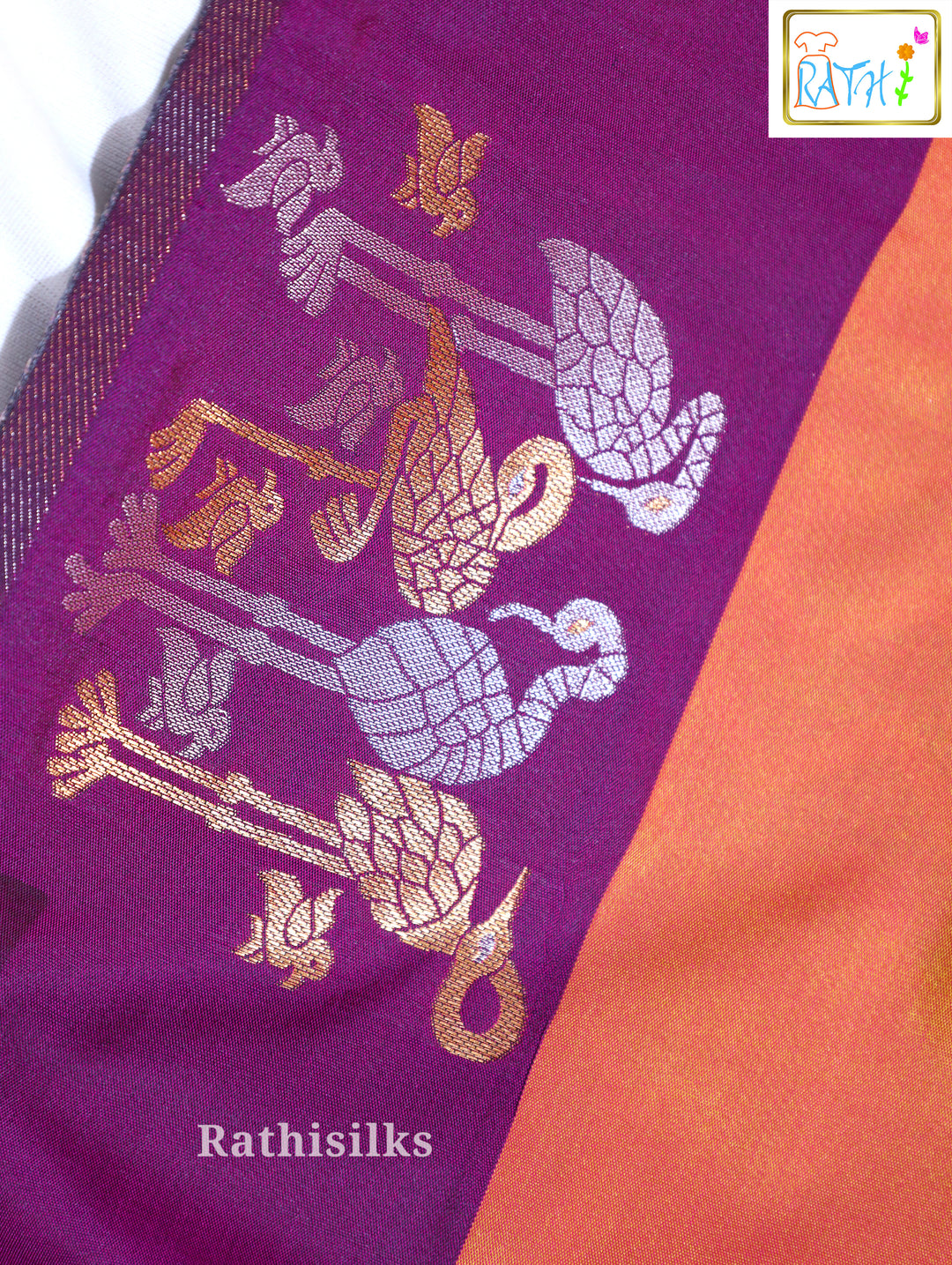 Orange Art Silk Saree