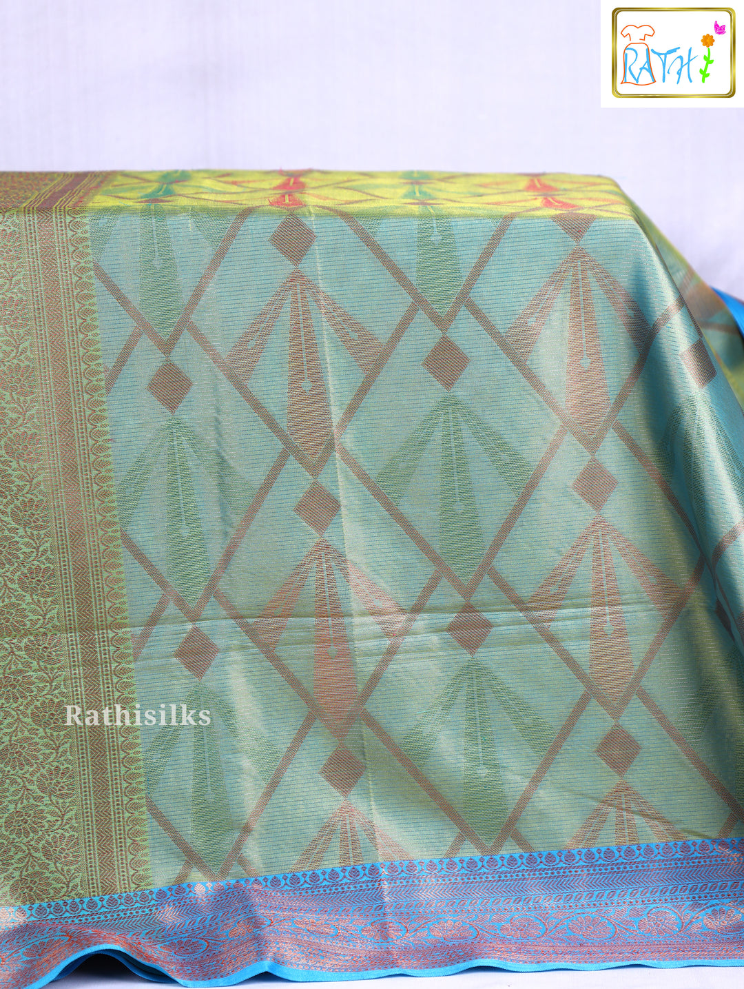 Aqua Green Art Silk Saree