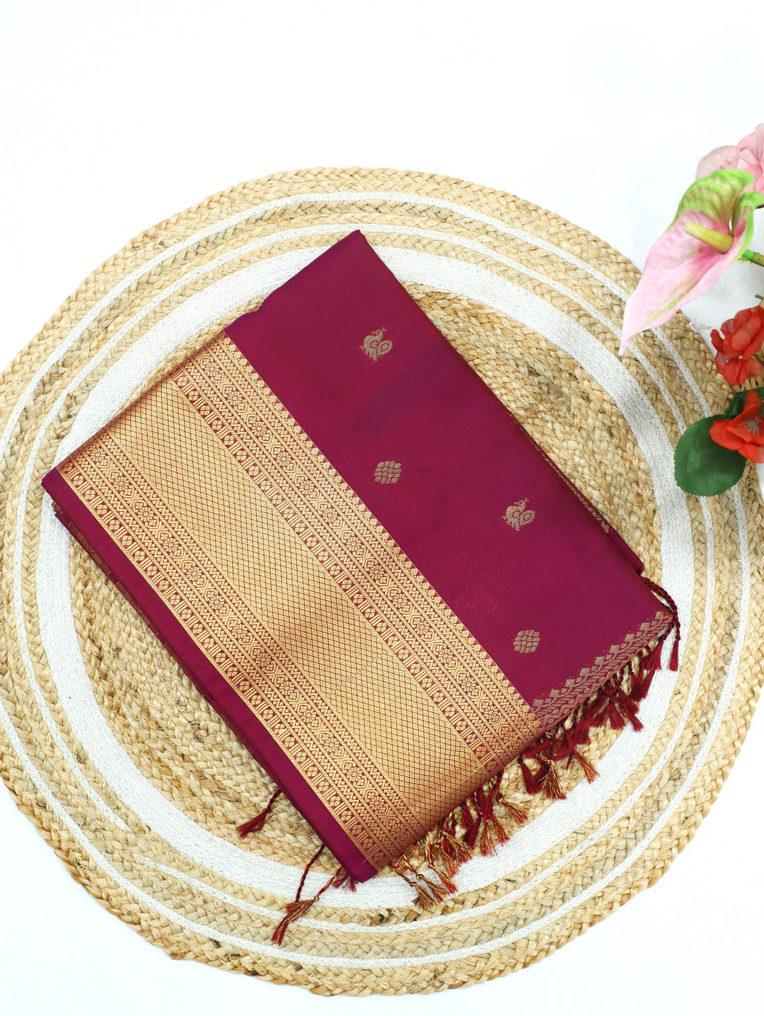 Manjula - Rich Plum Art Silk Saree