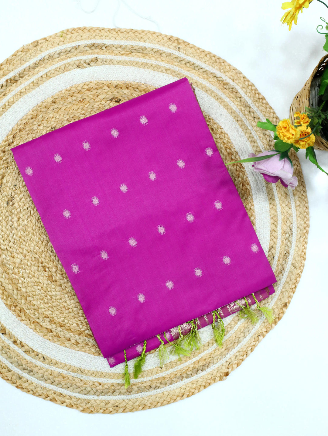 Vasundhara - Rani Pink Art Silk Saree