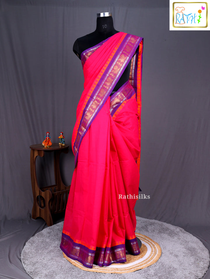 Traditional Pink Cotton Saree