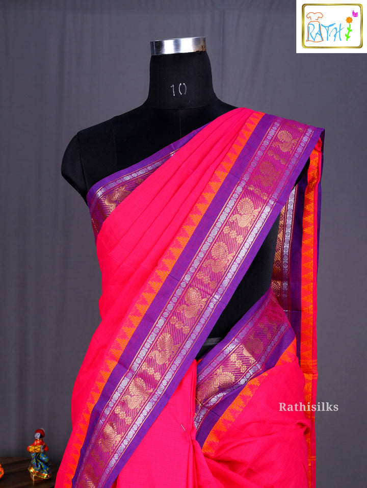 Traditional Pink Cotton Saree