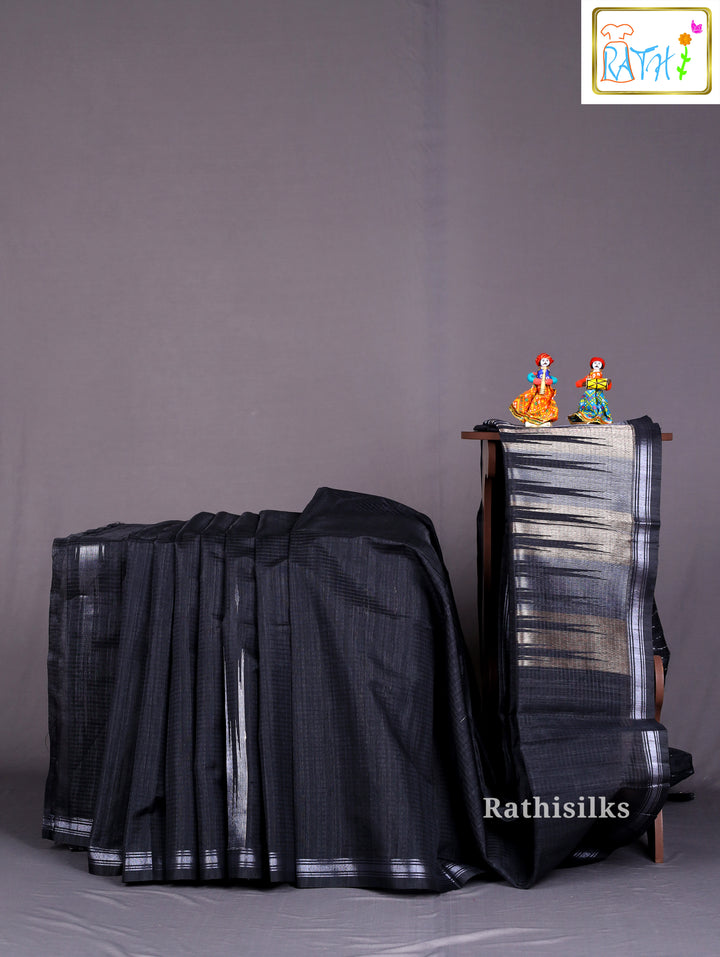 Elegant Black Synthetic Saree