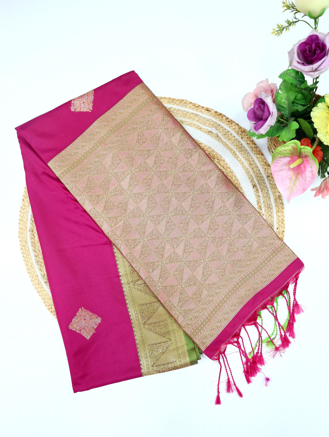 Madhuri - Magenta Rose Synthetic Saree
