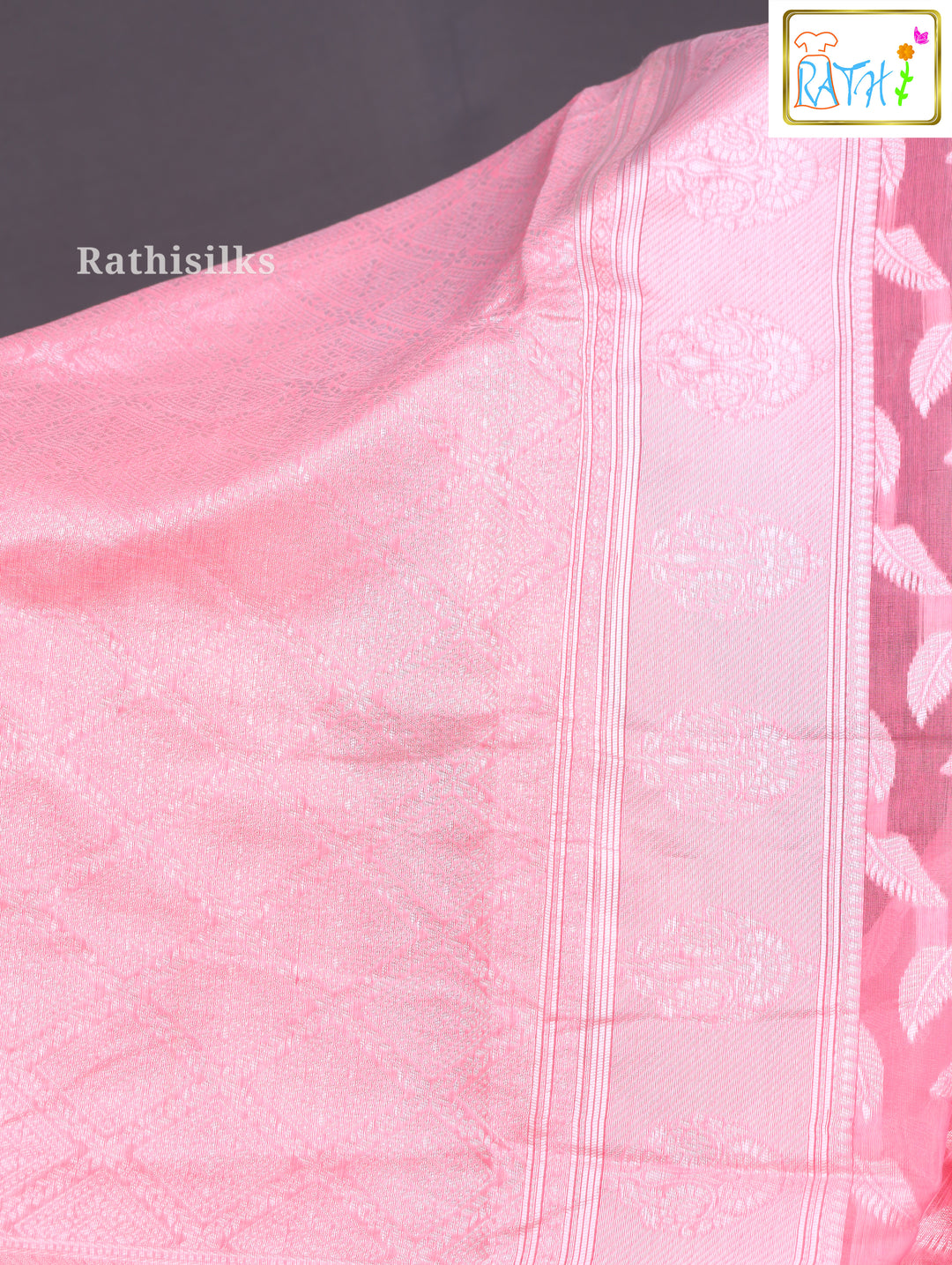Elegant Baby Pink Synthetic Saree