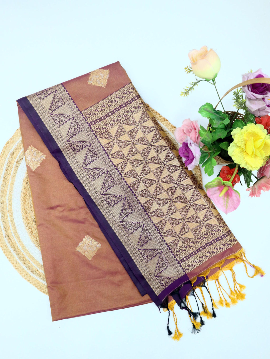 Dvi Varnika - Dusty Terracotta Synthetic Saree