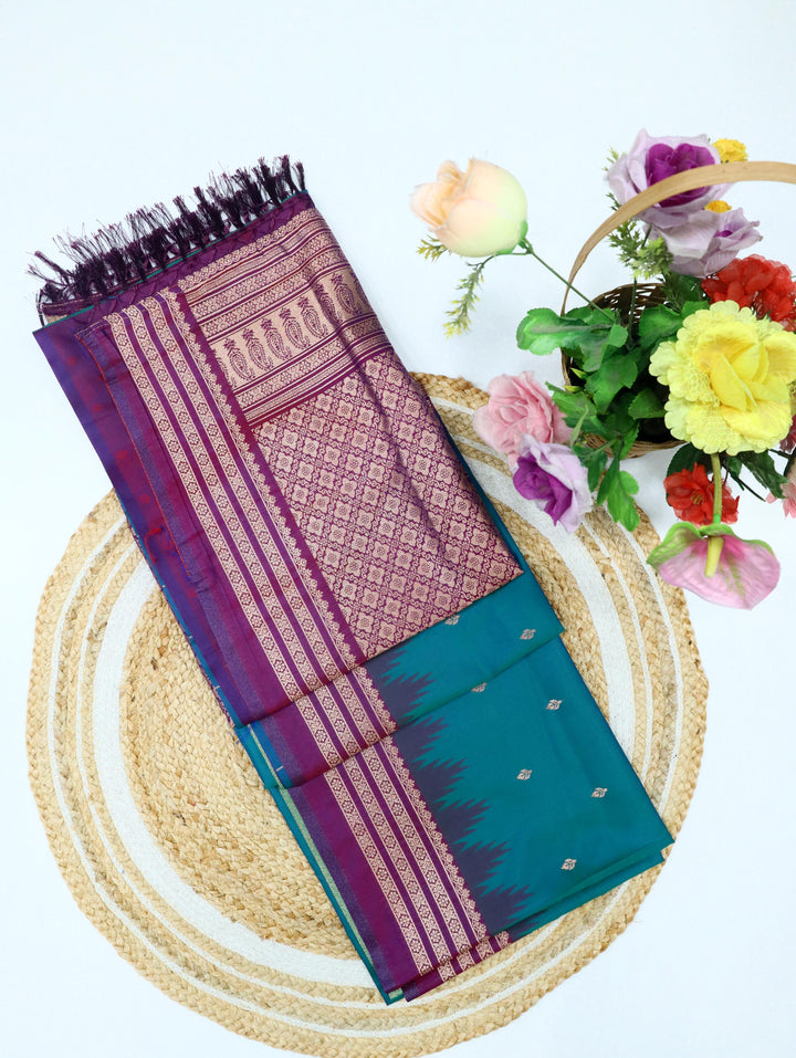 Mayurika - Peacack Blue Synthetic Art Saree