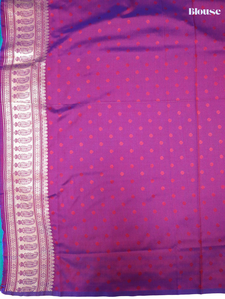 Mayurika - Peacack Blue Synthetic Art Saree