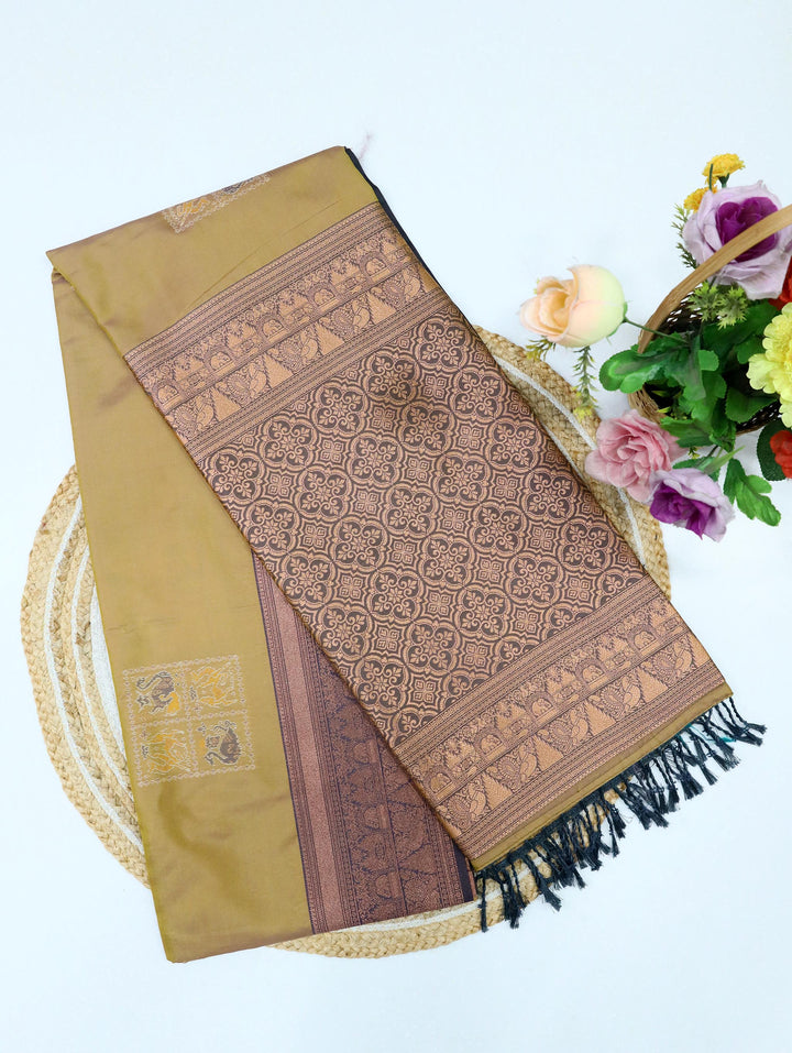 Mrdula - Mustard Yellow Synthetic Art Saree