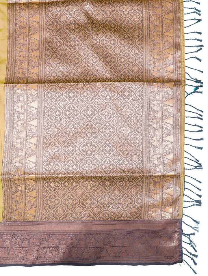Mrdula - Mustard Yellow Synthetic Art Saree