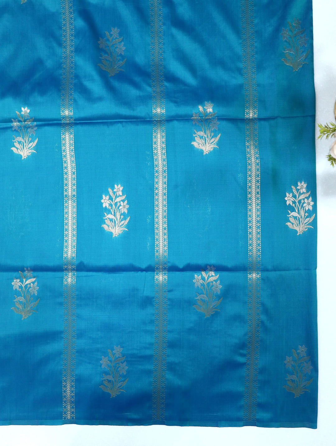 Tarangini - Turquoise Blue Synthetic Art Saree