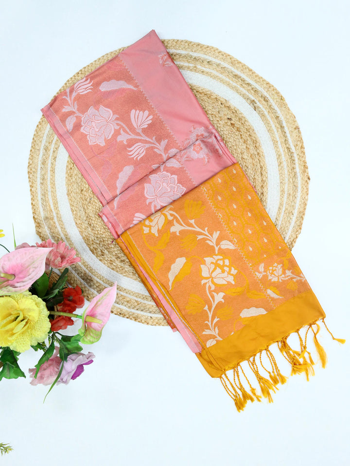 Vasantika -Coral Pink Tana Art Saree