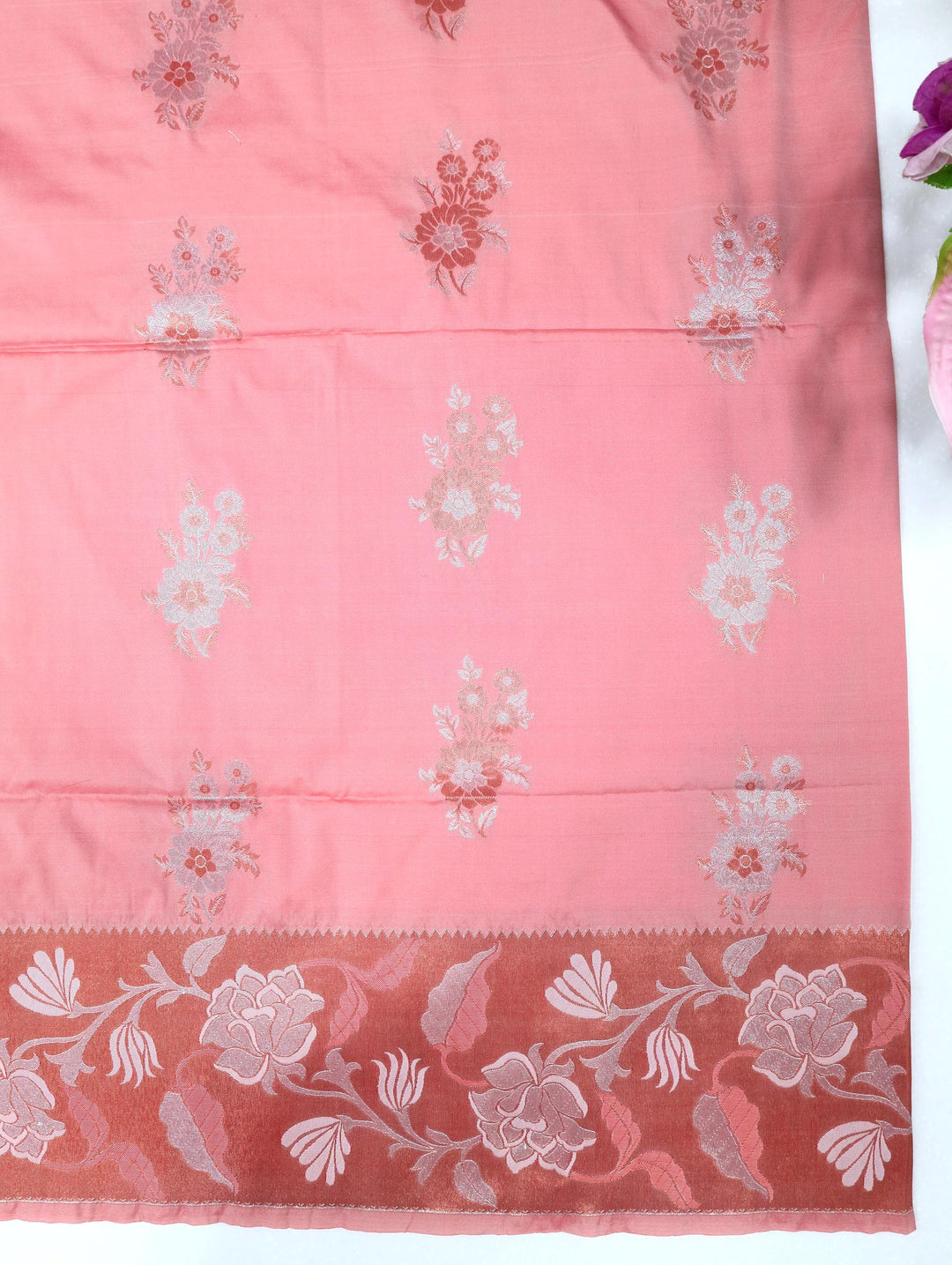 Vasantika -Coral Pink Tana Art Saree
