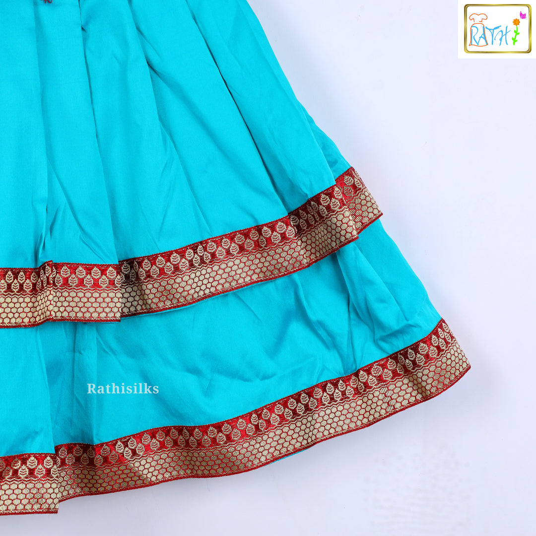 Green & Pink Sleeveless Layered Frock