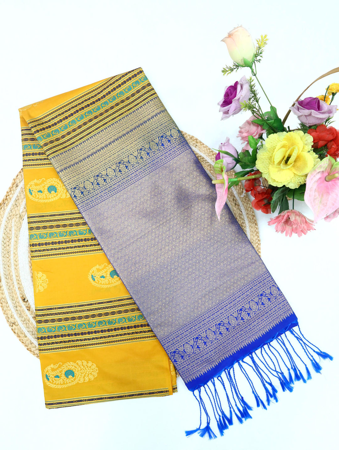 Gomathi — Golden Yellow Tana Art Silk Saree