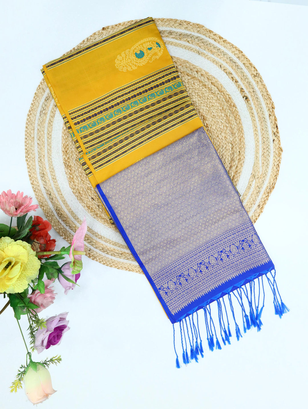 Gomathi — Golden Yellow Tana Art Silk Saree