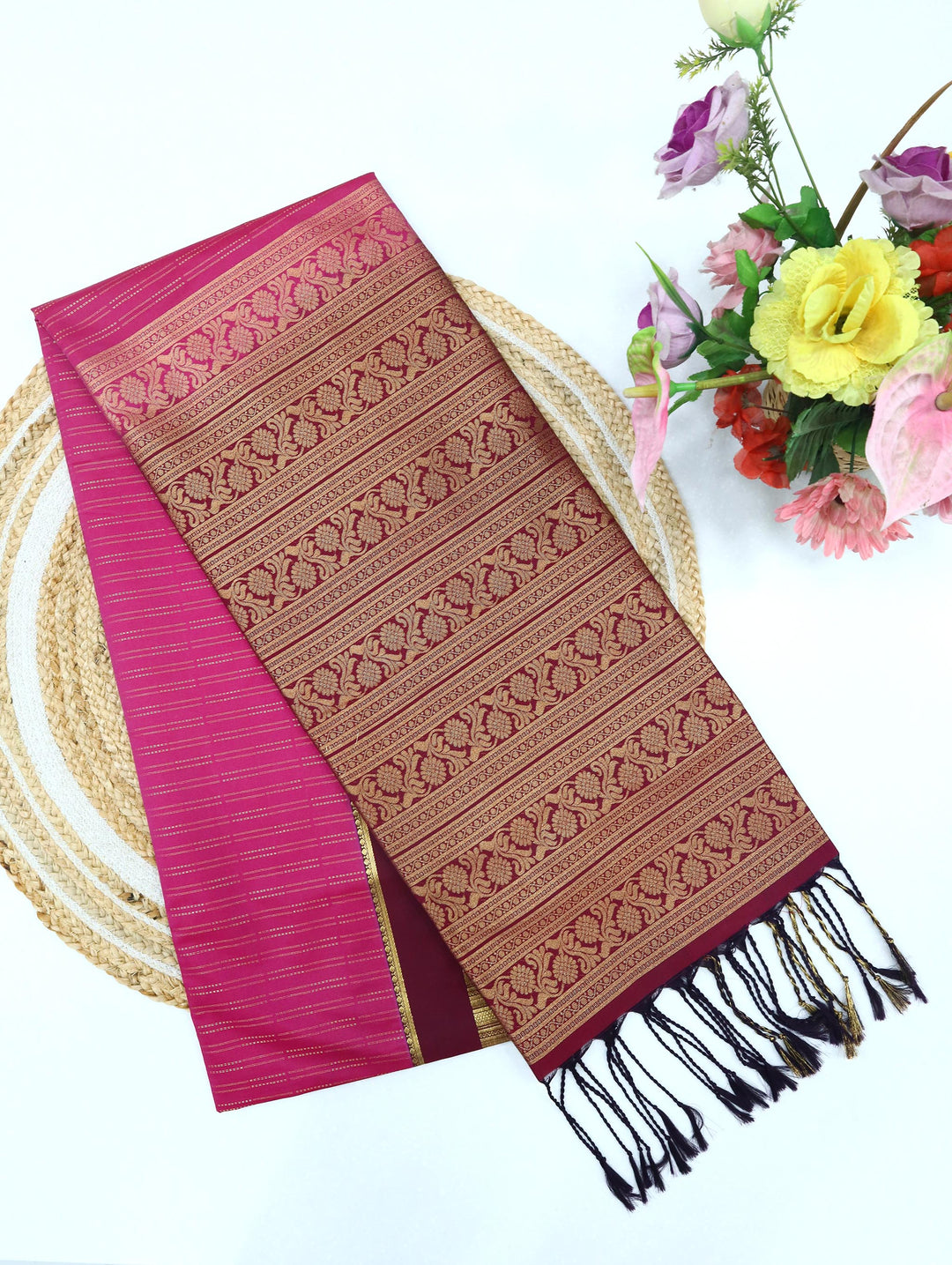 Sembaruthi — Rani Pink Tana Art Silk Saree