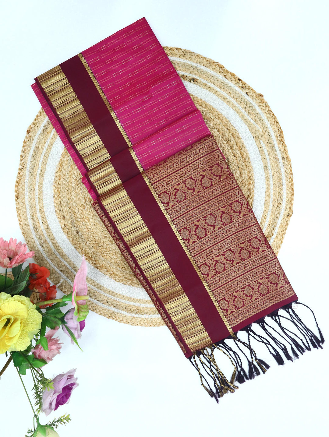 Sembaruthi — Rani Pink Tana Art Silk Saree