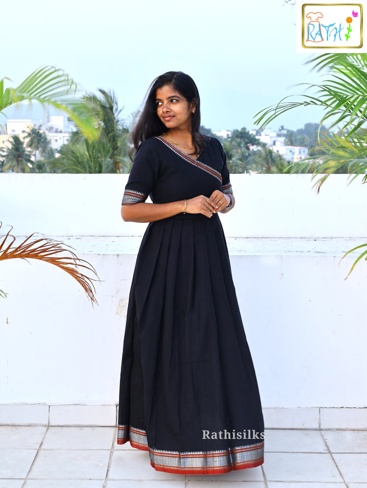 Elegant Teal Cotton Long Gown