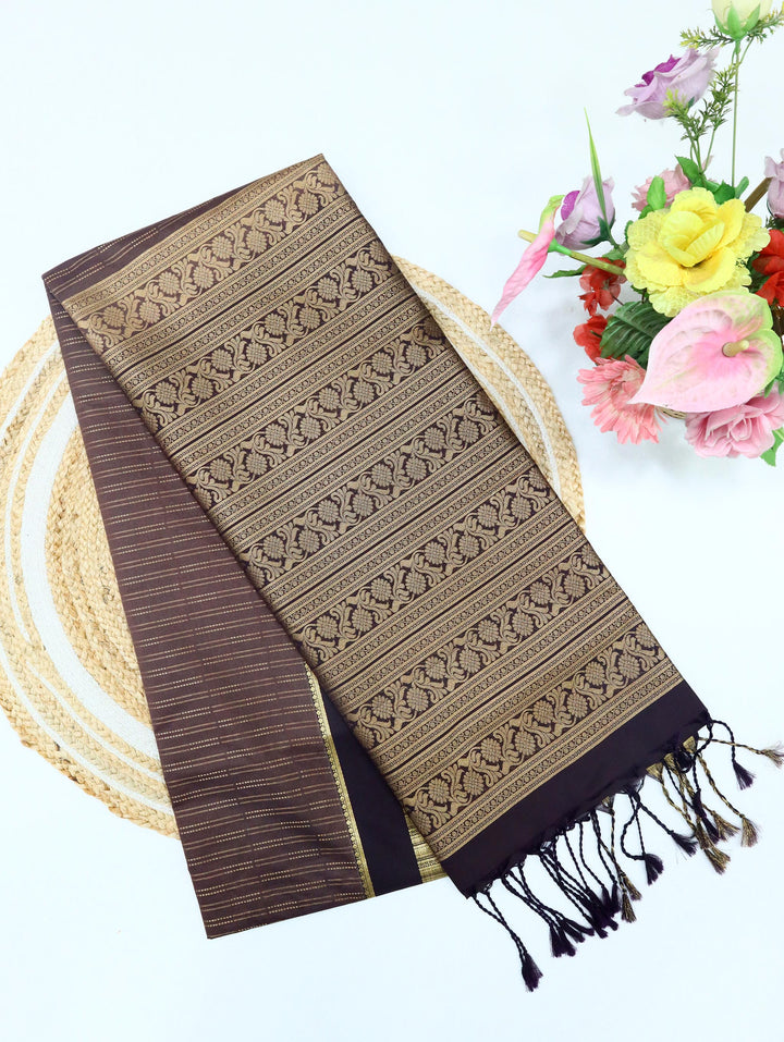 Bhuvana — Dark Brown Tana Art Silk Saree