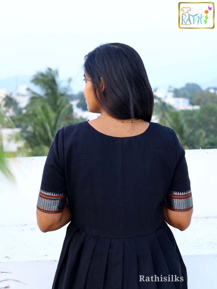 Elegant Teal Cotton Long Gown