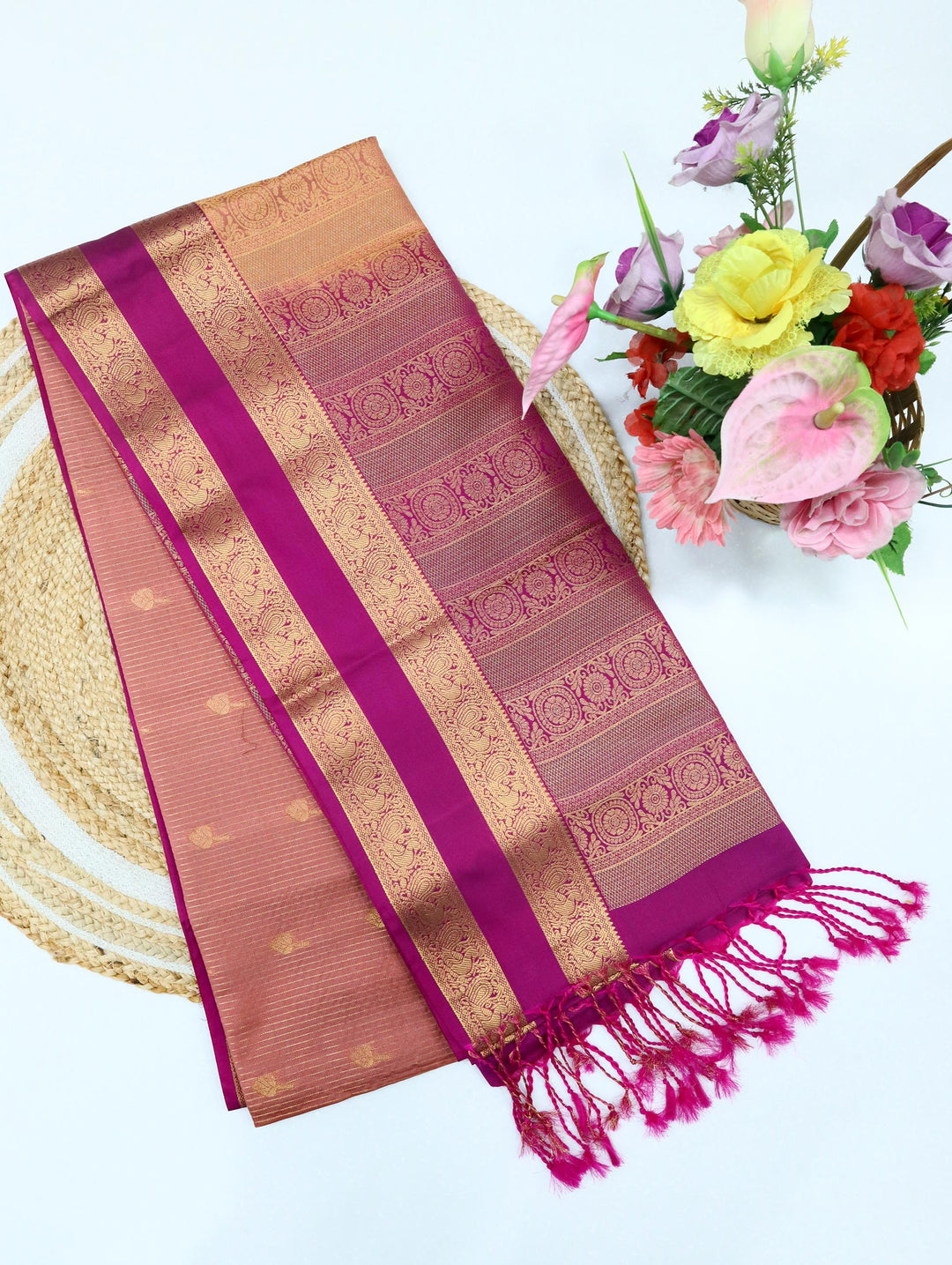 Madhumitha — Dusty Pink Tana Art Silk Saree