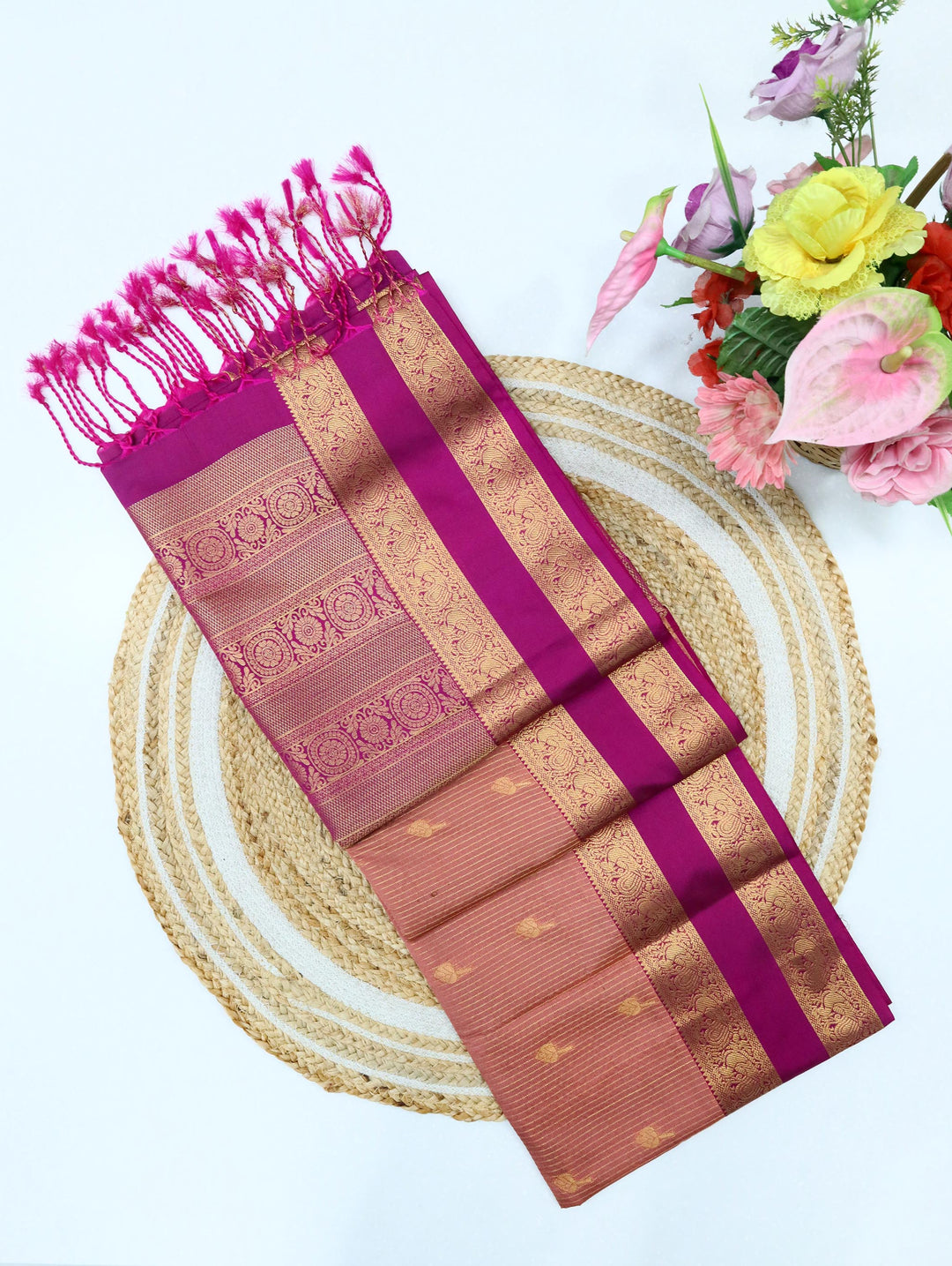 Madhumitha — Dusty Pink Tana Art Silk Saree