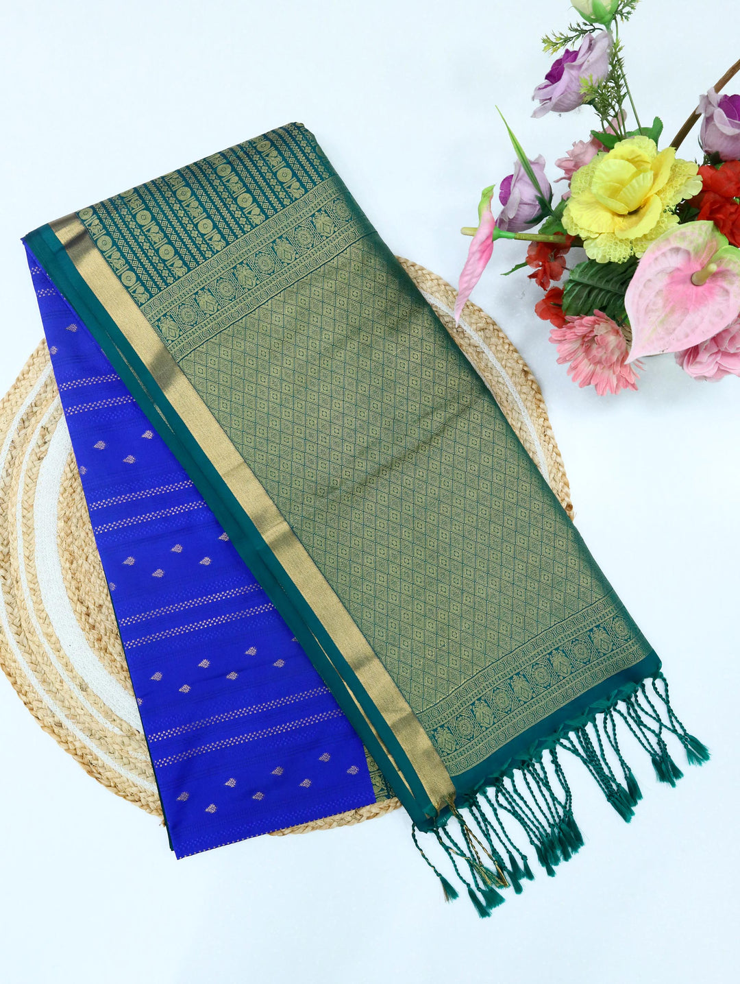 Kuyili — Royal Blue Tana Art Silk Saree