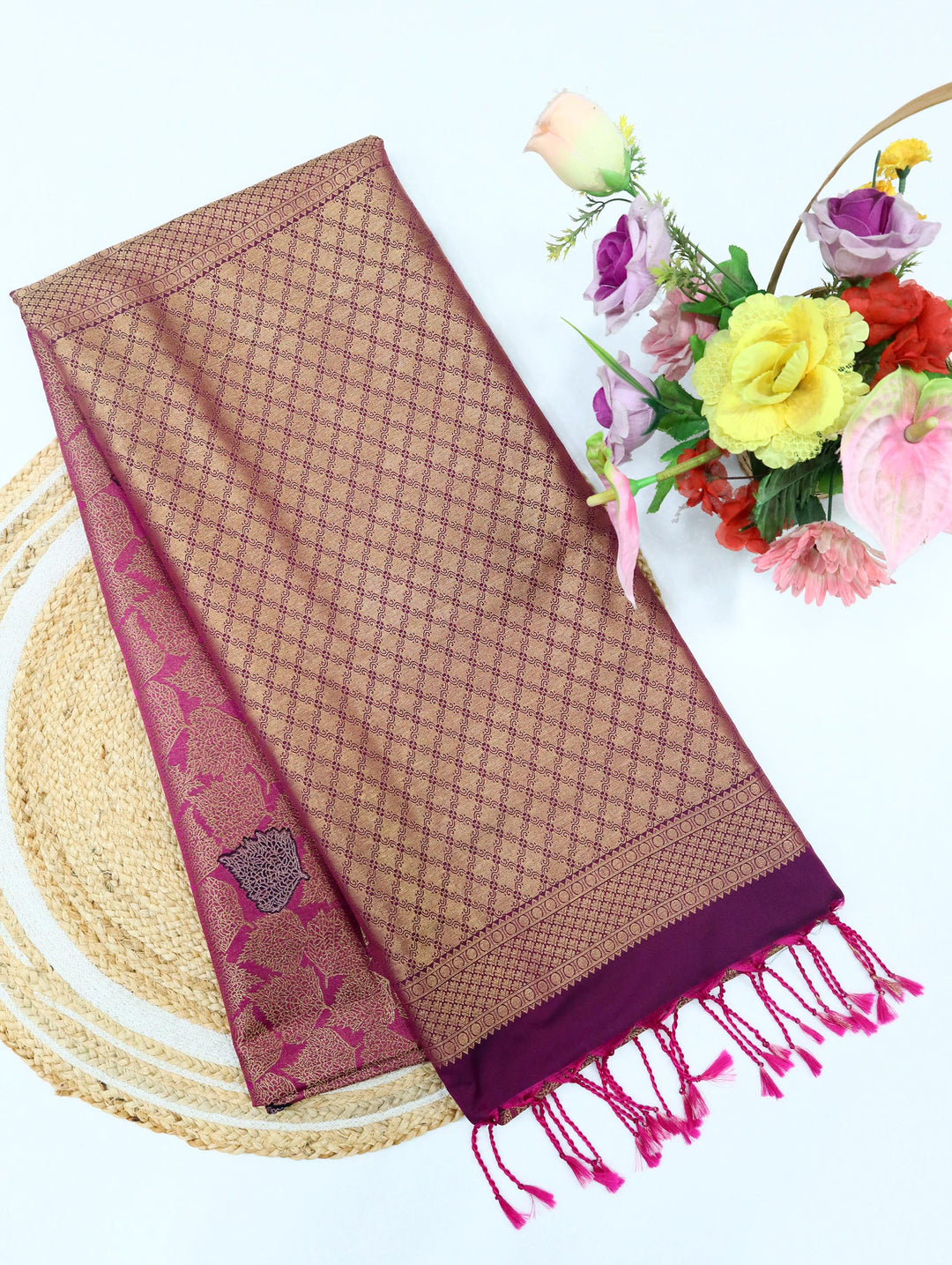 Azhagi — Magenta Pink Tana Art Silk Saree