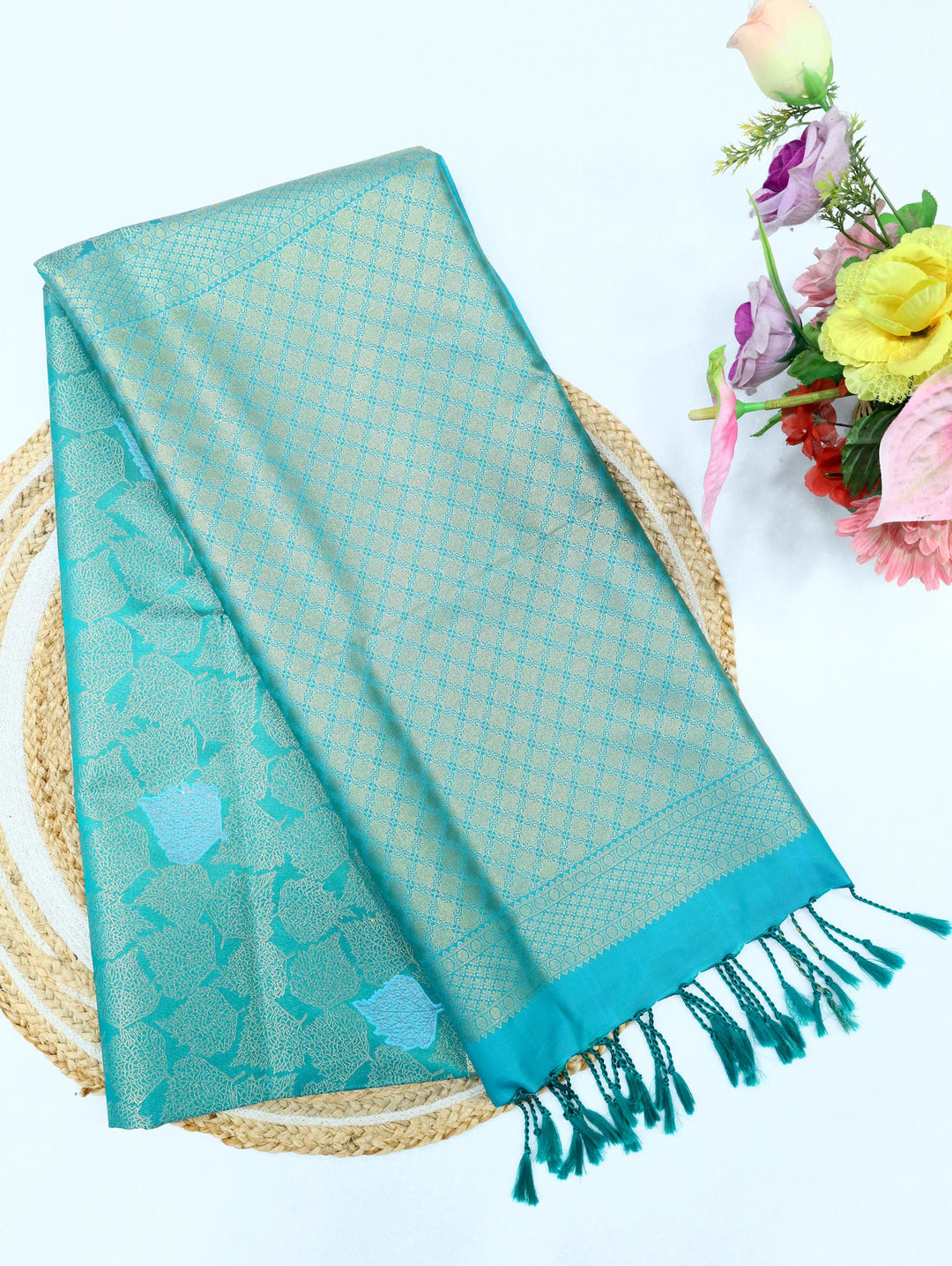 Selvi — Sea Green Tana Art Silk Saree