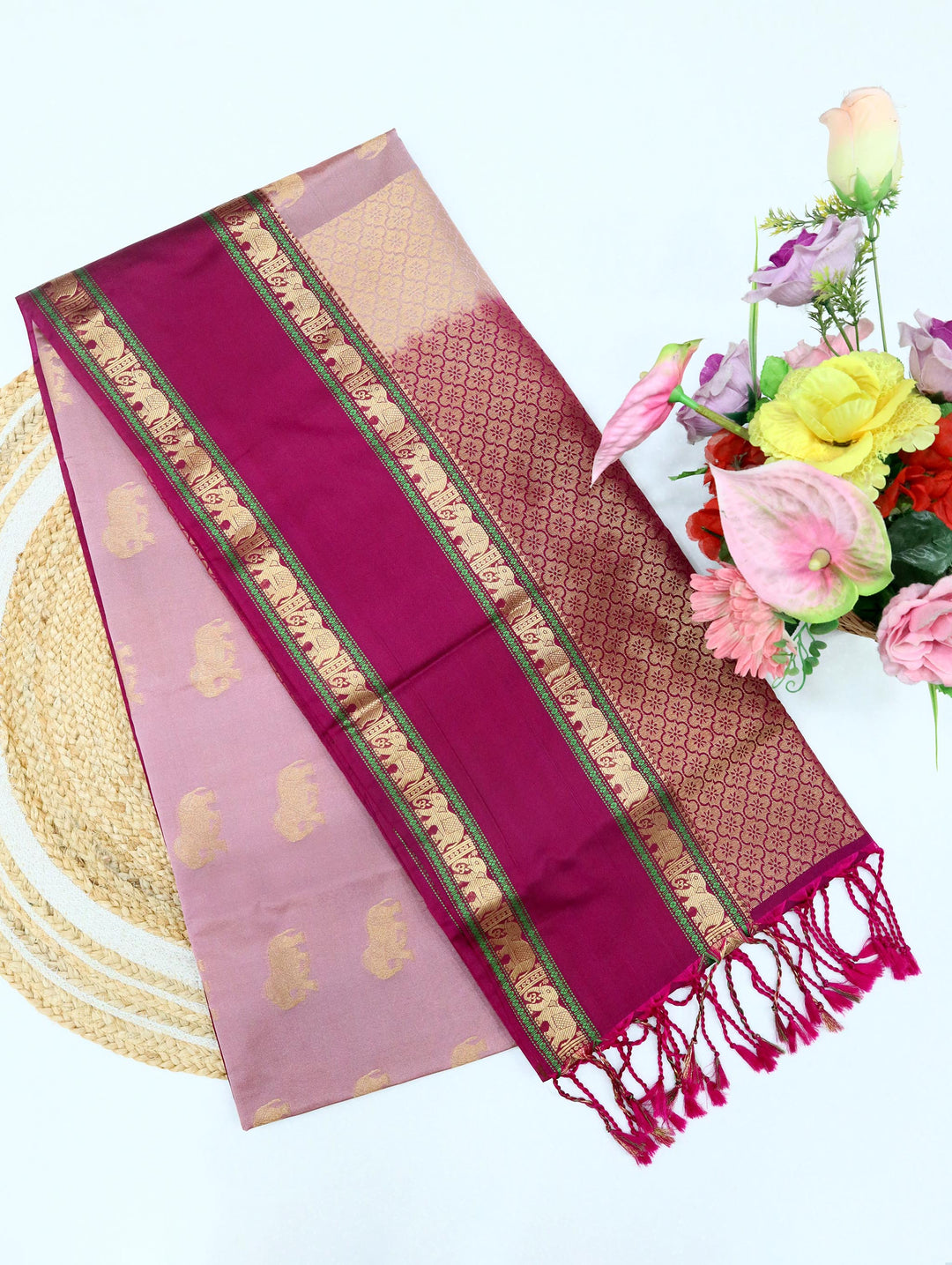 Janani — Pastel Pink Tana Art Silk Saree