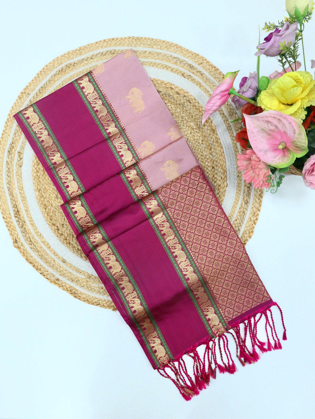 Janani — Pastel Pink Tana Art Silk Saree