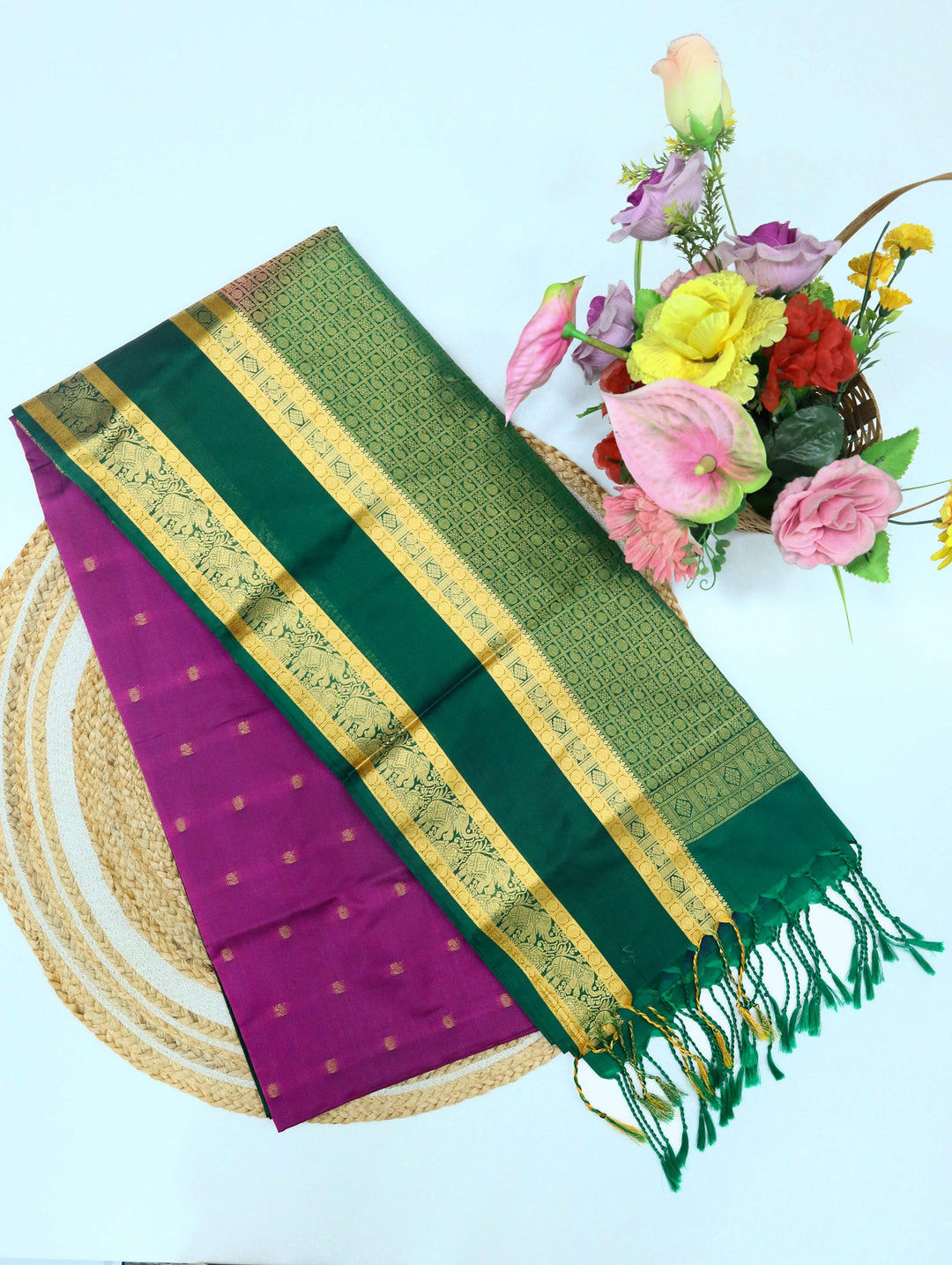 Oorvasi — Magenta Rose Tana Art Silk Saree