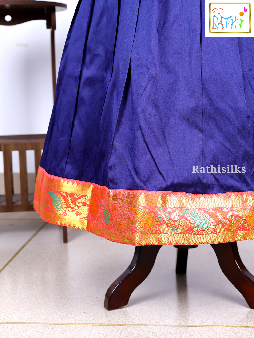 Navy Blue Karishma Top with Art Silk Pavadai Set