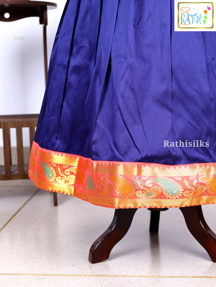 Navy Blue Karishma Top with Art Silk Pavadai Set