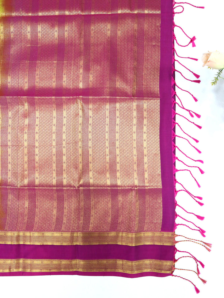 Kalaivani — Lime Green Tana Art Silk Saree