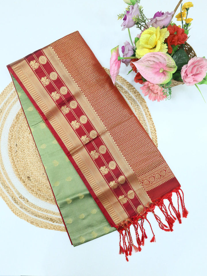 Ponmalar — Pastel Green Tana Art Silk Saree