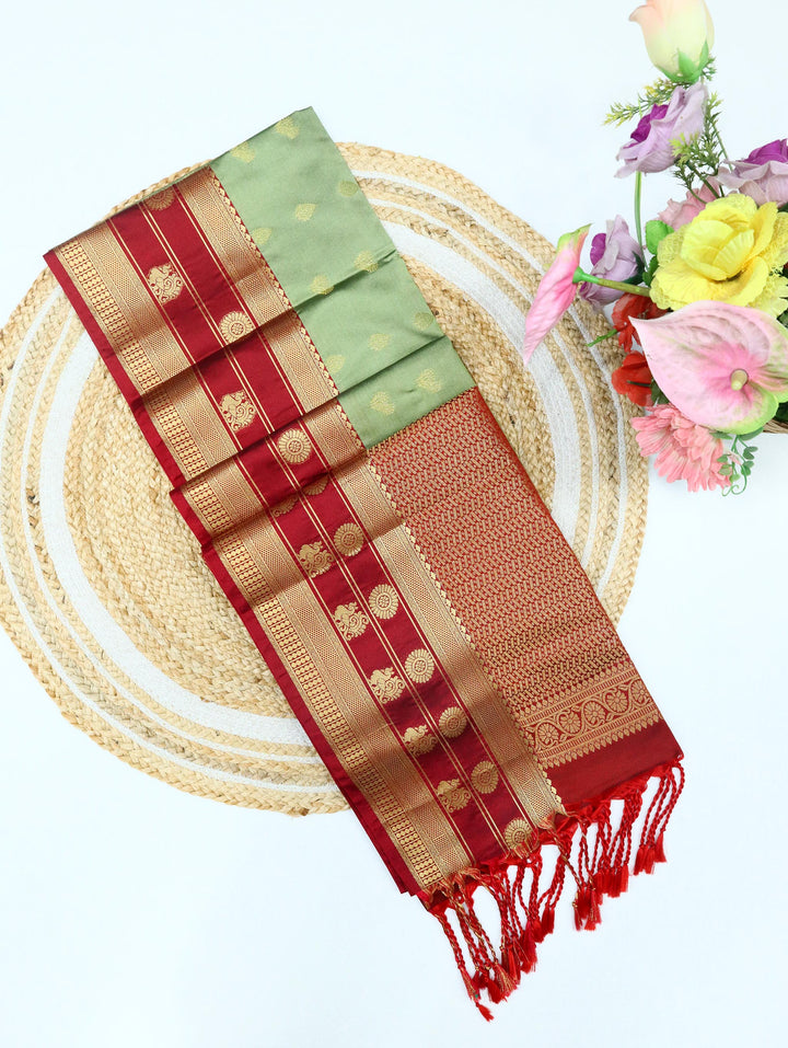 Ponmalar — Pastel Green Tana Art Silk Saree