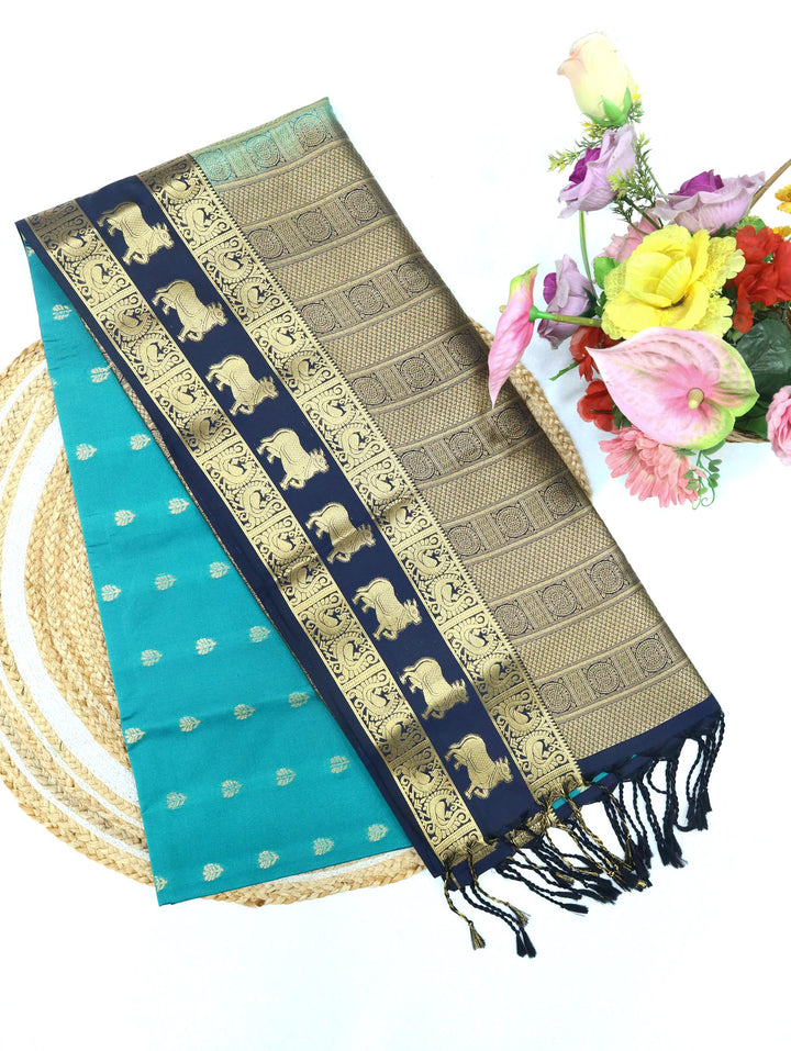 Kanaga — Peacock Green Tana Art Silk Saree
