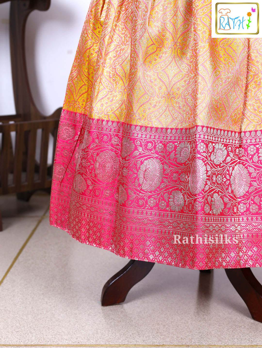 Festive Karishma Material Top with Banarasi Pavadai Set