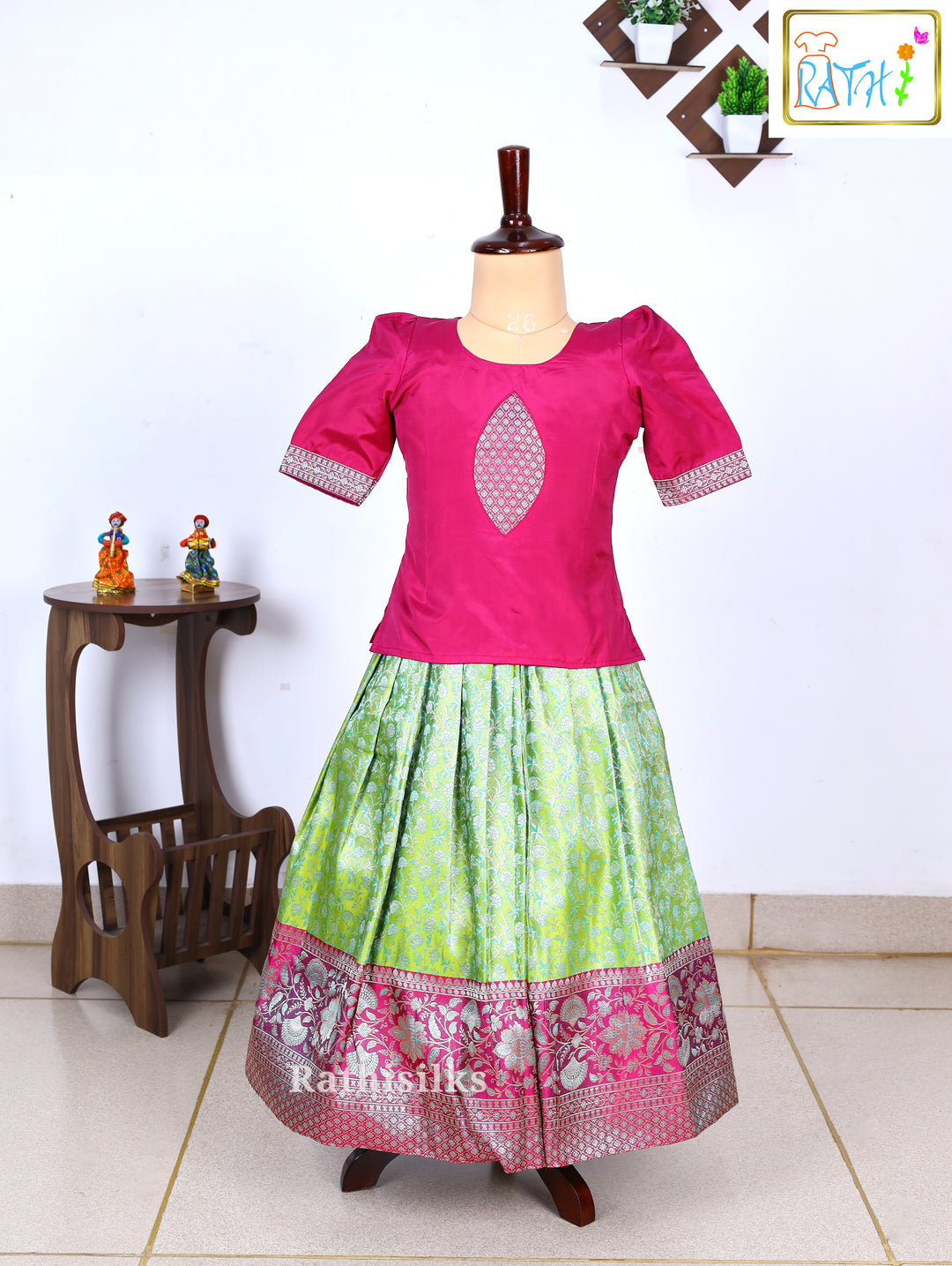 Festive Karishma Material Top with Banarasi Pavadai Set