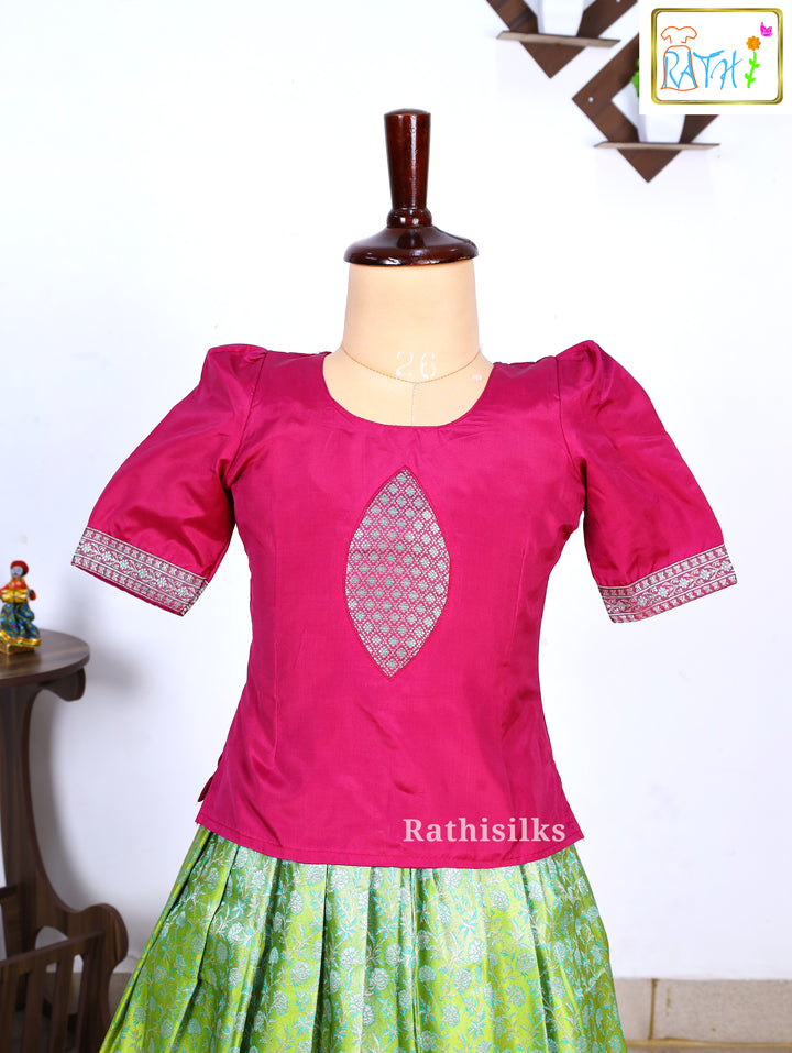 Festive Karishma Material Top with Banarasi Pavadai Set
