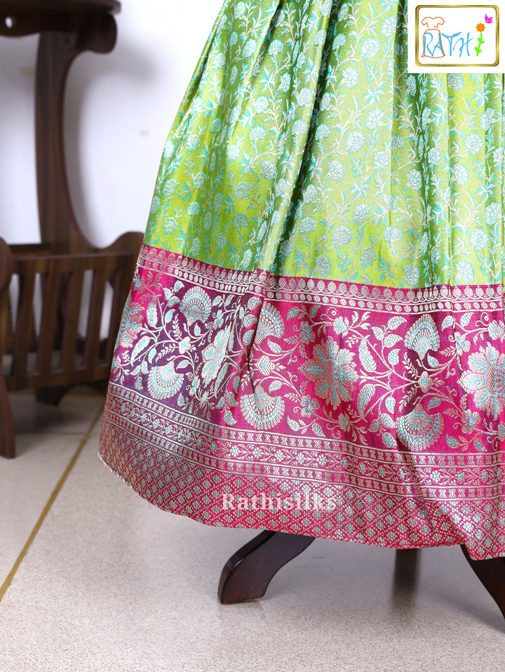 Festive Karishma Material Top with Banarasi Pavadai Set